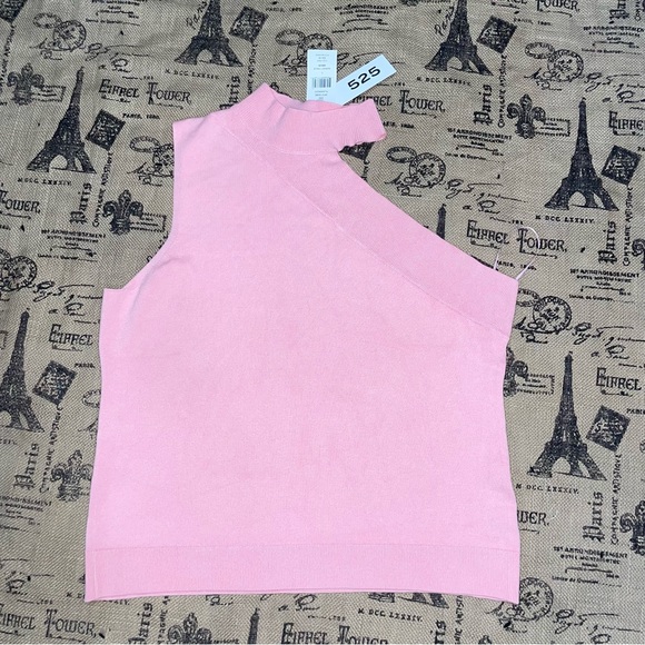 525 NWT! Flamingo Pink One Shoulder Turtleneck Top Size L - Picture 2 of 9